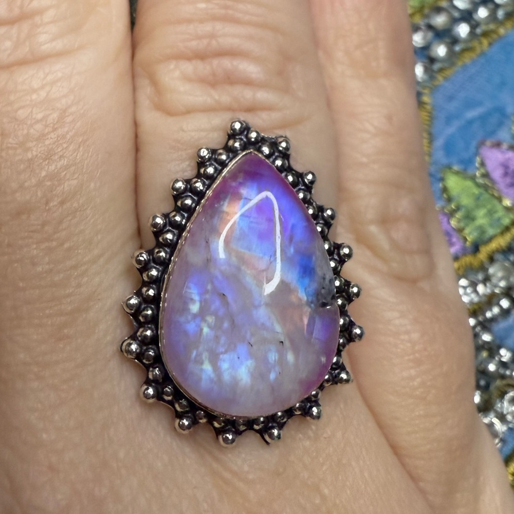 Pink moonstone ring 8